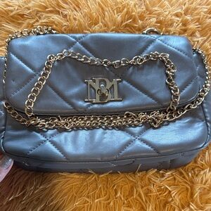 Badgley Mischka Silver Quilted Shoulder Bag